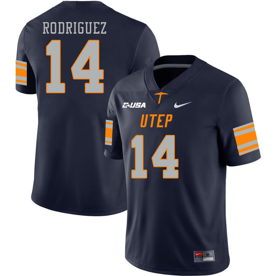 Men-Youth #14 Zach Rodriguez UTEP Miners 2023 College Football Jerseys Stitched-Navy